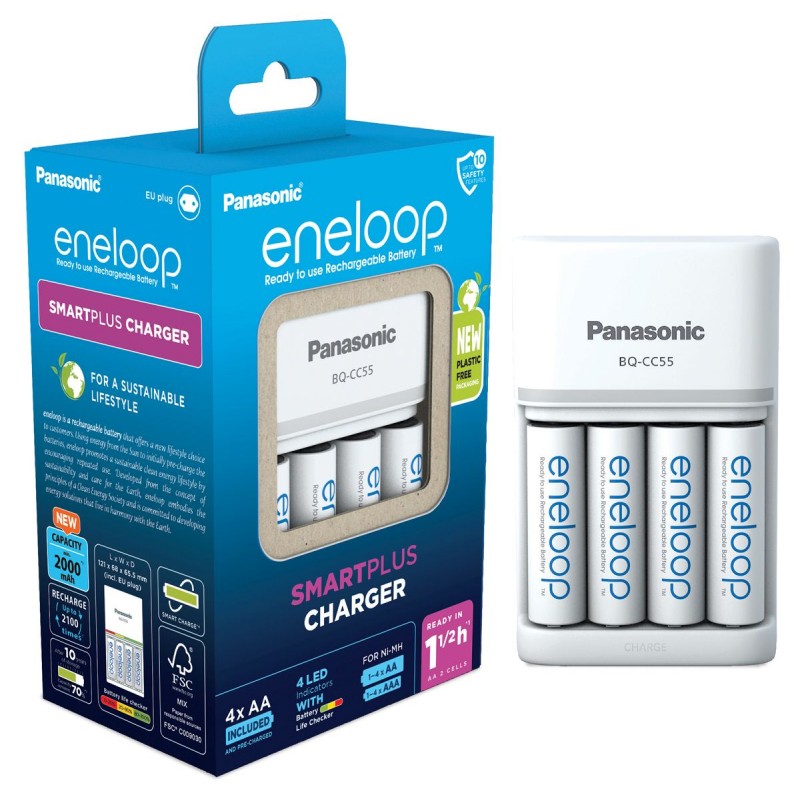 PANASONIC Eneloop Smart-Quick Charger + 4pcs AA 2000 mAh
