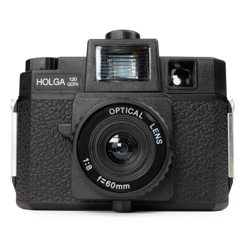 HOLGA 120 GCFN, fotoaparát s bleskom a skleneným objektívom, čierny