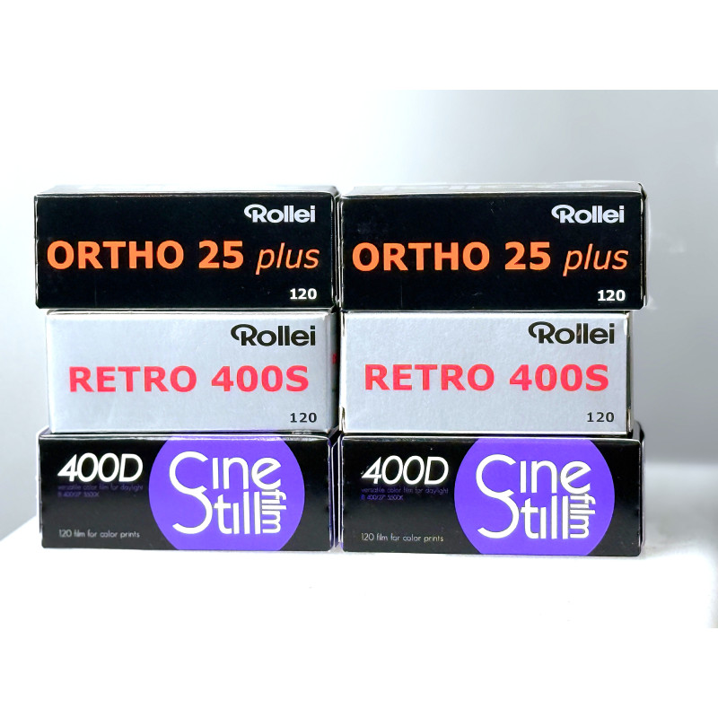 Set 6× film 120 – CineStill 400Dynamic + Rollei Retro 400S + Ortho 25 plus (exp.)