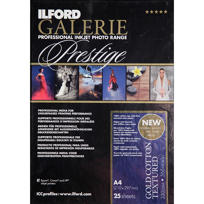 Ilford Galerie Prestige, gold cotton textured, A4, 25 sheets, 330g
