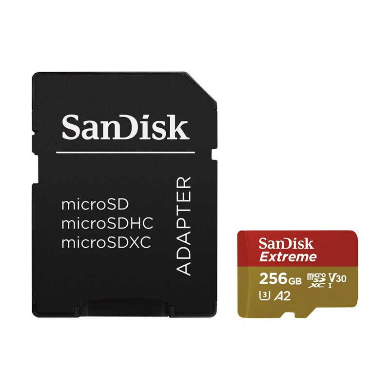 SanDisk Extreme micro SDXC 256 GB 160 MB/s A2 C10 V30 UHS-I U3 (SDSQXA1-256G-GN6MA)