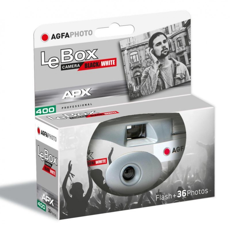 Agfaphoto LeBox Black/White 400 135/36, jednorázový fotoaparát s bleskem